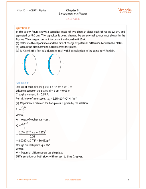 Ncert Solutions For Class 12 Physics Chapter 8 Electromagnetic