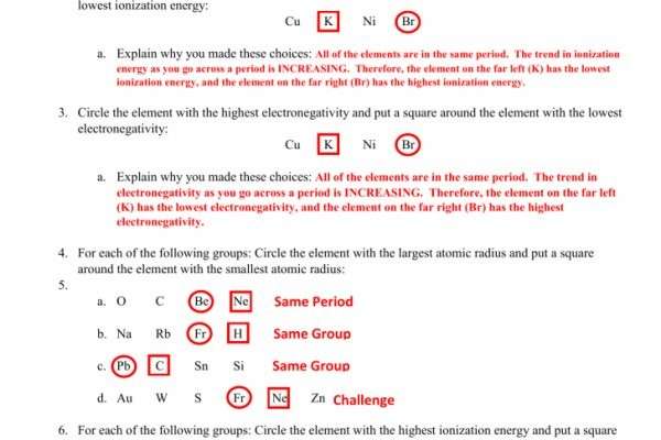 Ionization Energy Worksheet