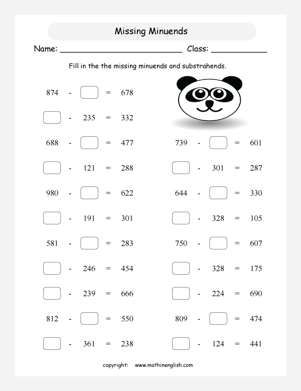 Can You Calculate The Missing Minuends And Subtrahends Of Our