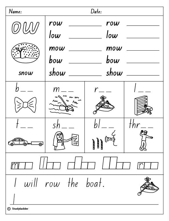 Vowel Digraph  Ow  As In Snow