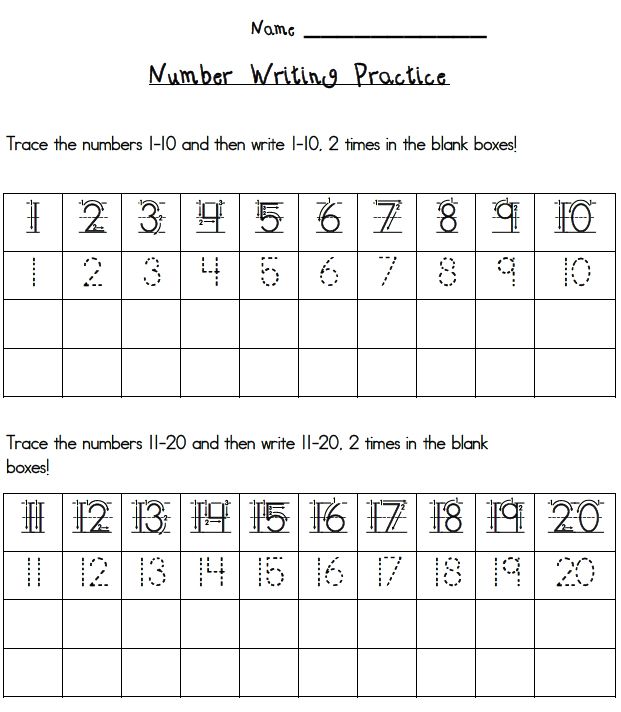Number Writing Practice 1