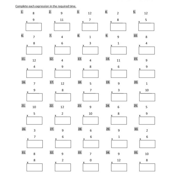 3rd Grade Multiplication Printable Worksheets Third Grade Timed