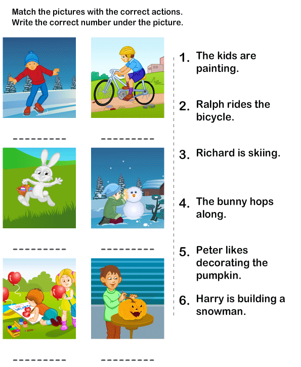 Action Verbs Worksheets, Esl