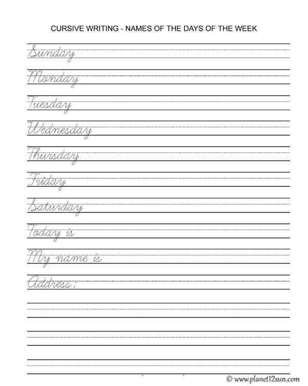 Learn Cursive Writing  Free Printable Worksheet  Pdf Format