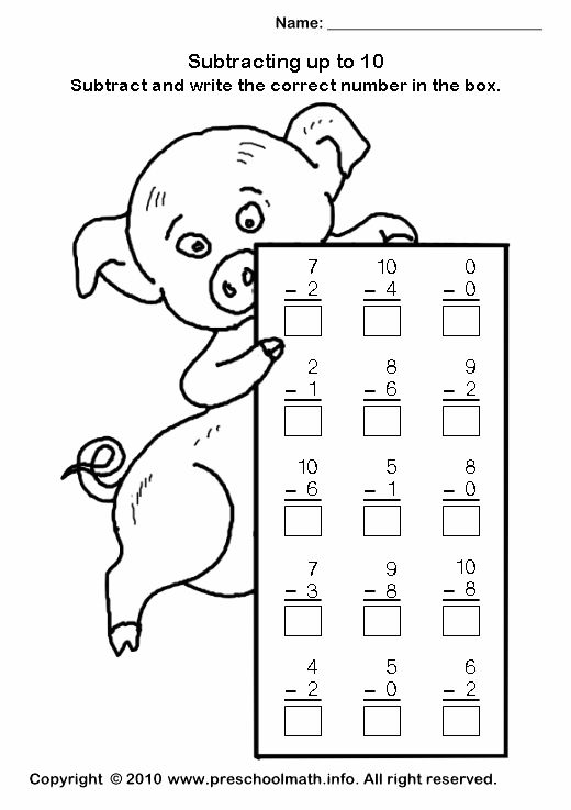 Subtraction Math Worksheets For Kindergarten