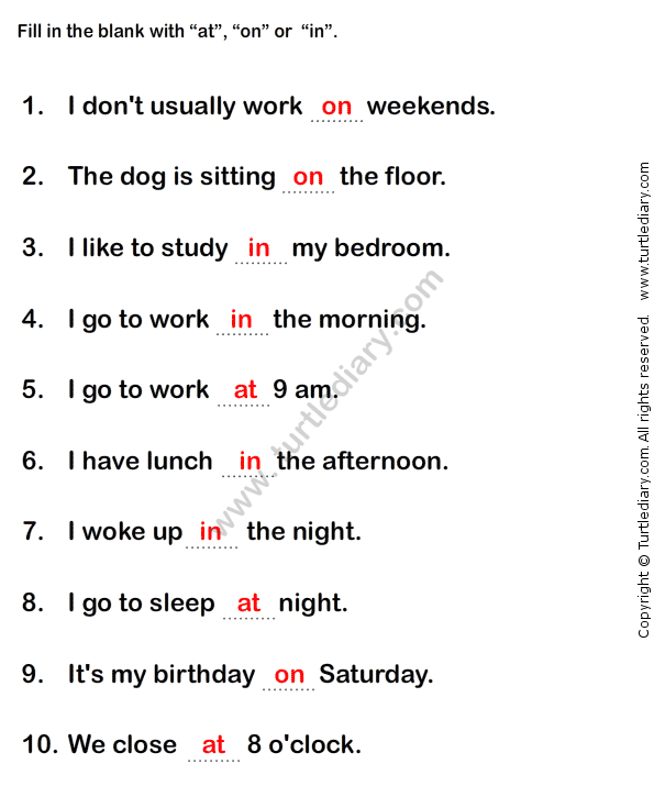 Prepositions Worksheet3