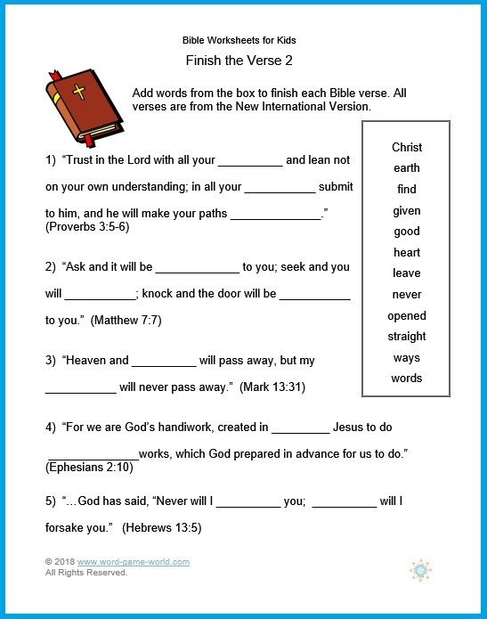 Bible Worksheets For Kids