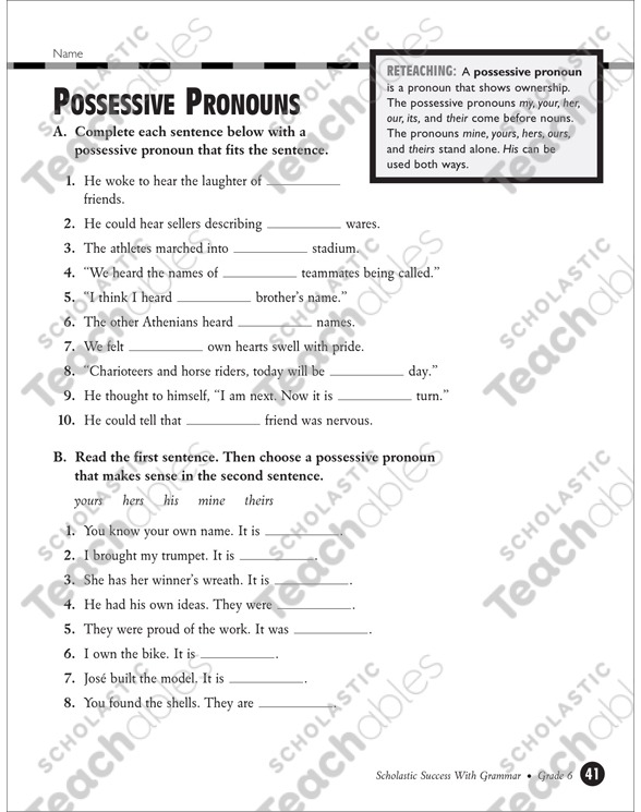 Possessive Pronouns (grades 5