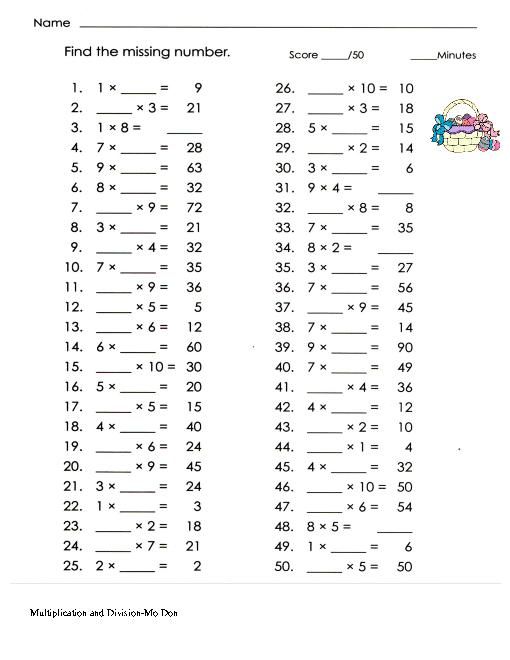 Division Worksheets Pdf
