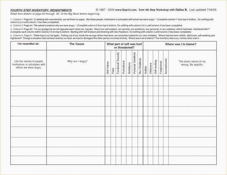 Aa Step 4 Worksheets