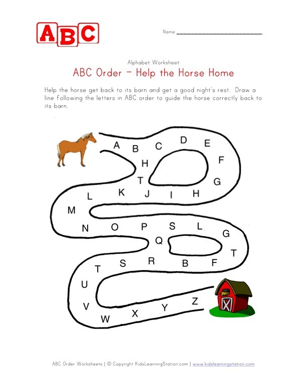Abc Order Maze Worksheet