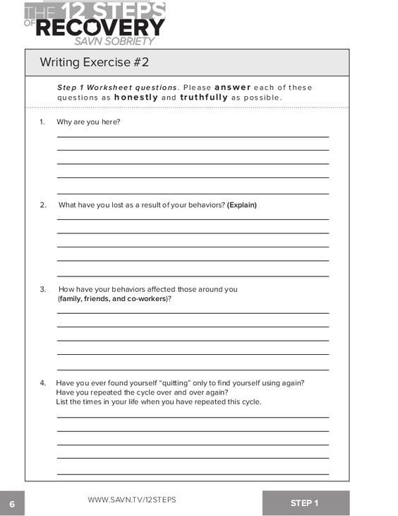 Addiction Recovery Worksheets