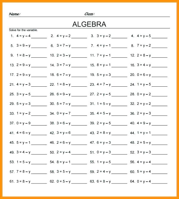 Algebra 1 Worksheets For 9th Grade Algebra Worksheets Algebra