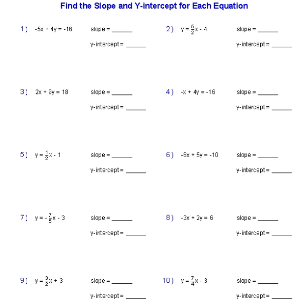 Algebra 1 Worksheets