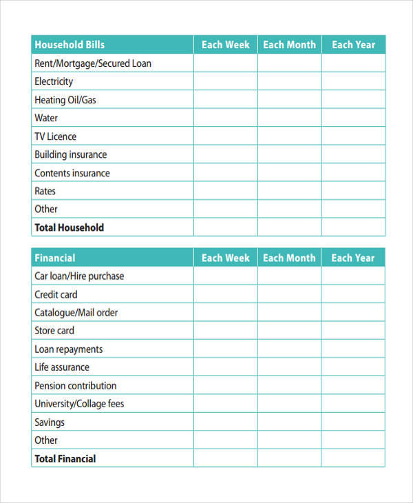 Home Budgeting Template