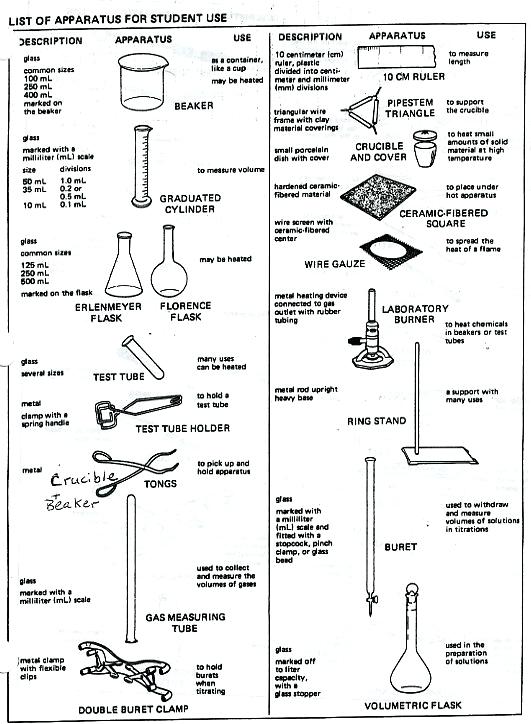 Identifying Biology Lab Equipment Worksheets