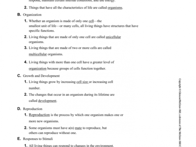 The Latest Characteristics Of Living Things Worksheet Answers Key