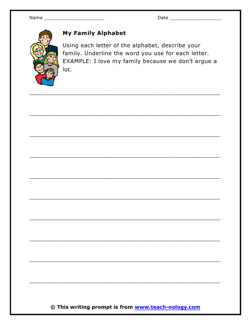 Creative Writing On My Family   Creative Writing Activity Five