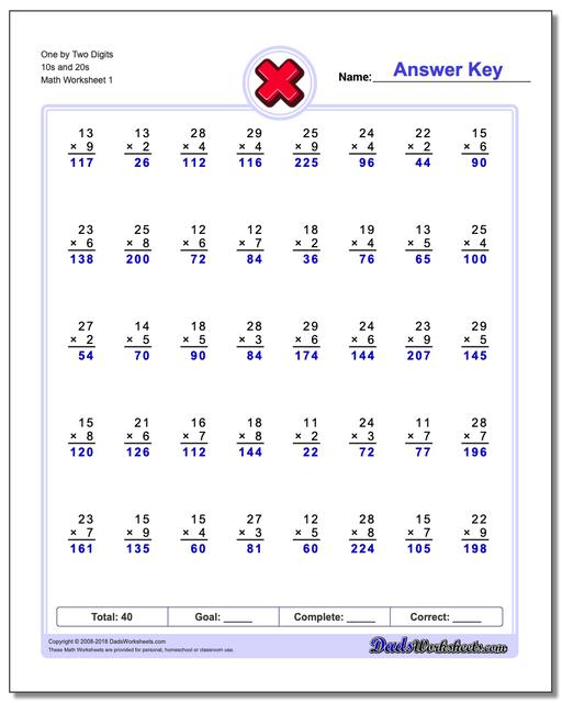 844 Free Multiplication Worksheets For Third, Fourth And Fifth Grade