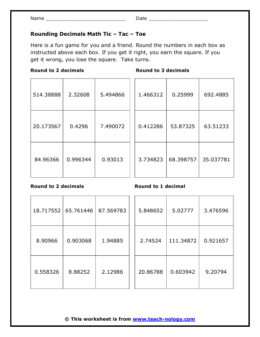 Decimal Place Value Worksheets Grade 5