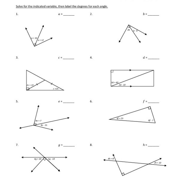Eighth Grade Complementary Angles Worksheet 10 â One Page Worksheets