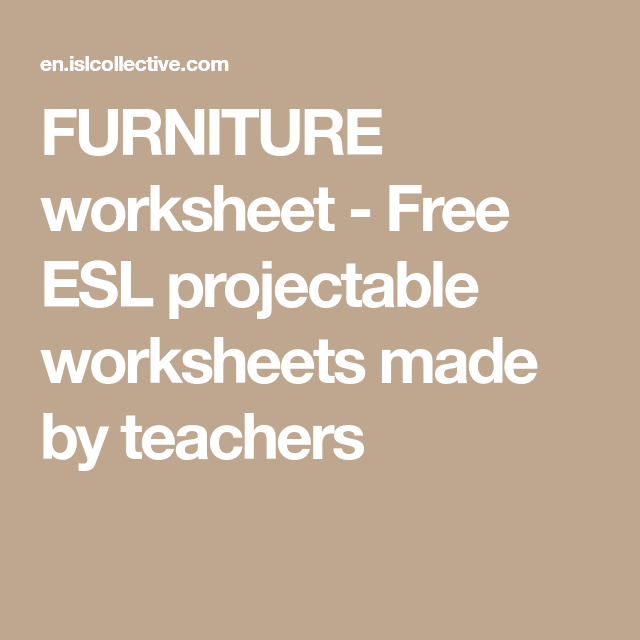 Furniture Worksheet