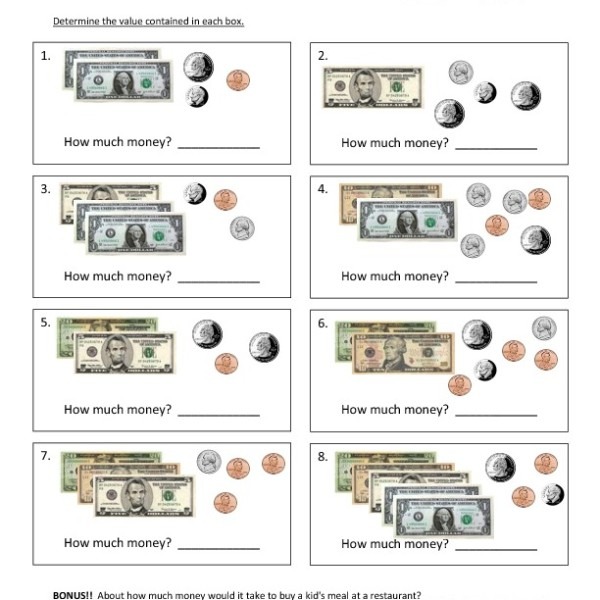 First Grade Counting Money Worksheet 15 â One Page Worksheets