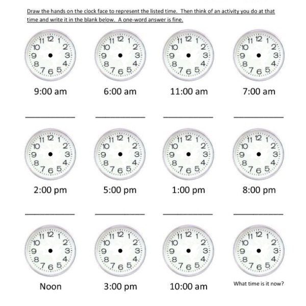 First Grade Reading Clocks Worksheet 11 â One Page Worksheets