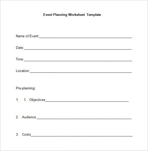 Party Planning Worksheets