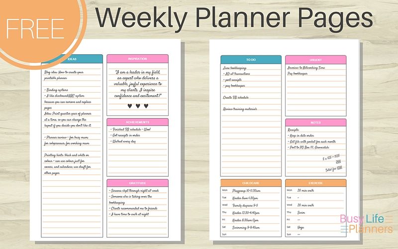 Free Weekly Planner Printable Busy Life Planners