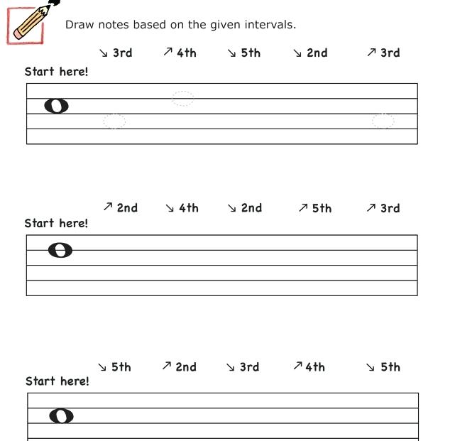 Fun And Learn Music A Worksheets Intervals Of Grade 2 Theory Printable