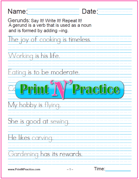 Gerund And Infinitive With Participle Worksheets