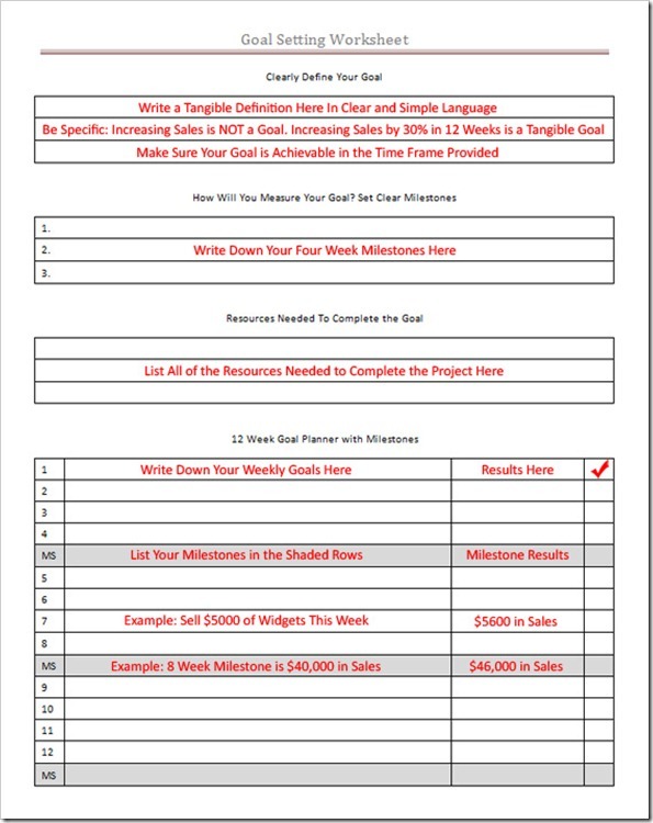 Goal Setting Worksheet
