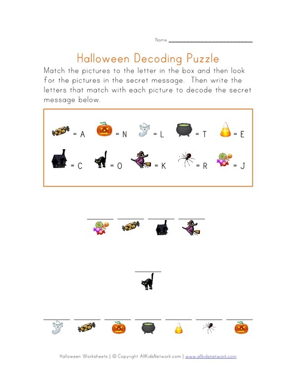 Halloween Decoder Puzzle Page