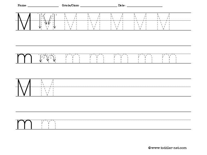 Tracing And Writing Letter M Worksheet