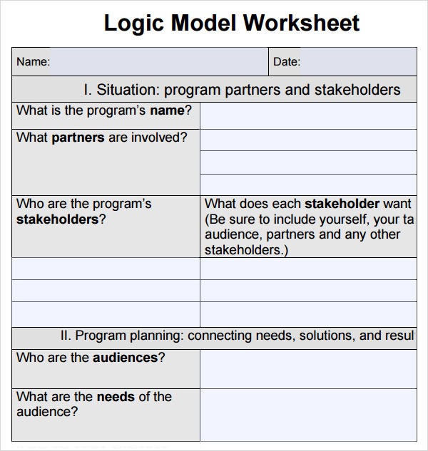 Printables  Logic Model Worksheet  Lemonlilyfestival Worksheets