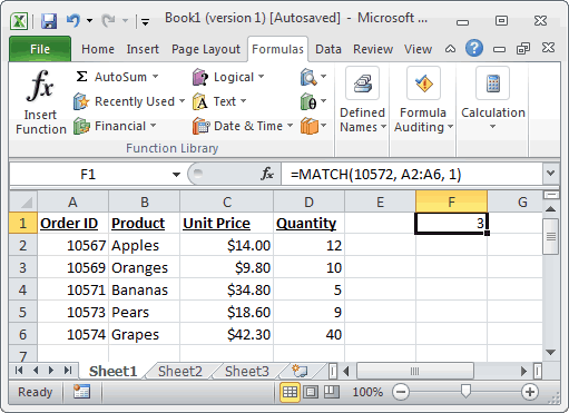 Ms Excel  How To Use The Match Function (ws)