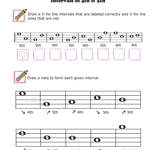 Fun And Learn Music Â» Music Worksheets â Intervals Of 4th & 5th