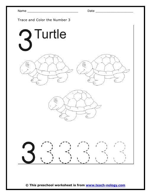 Number 3 Worksheets