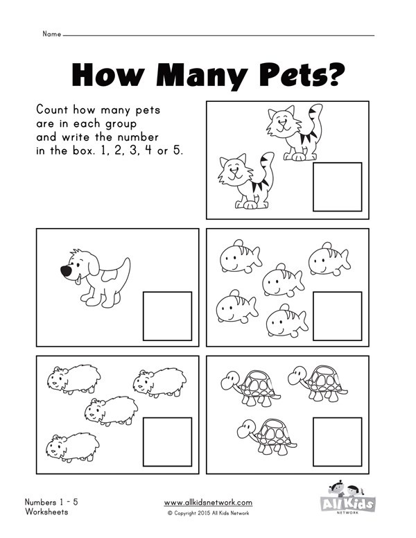 Pets Counting Practice Worksheet