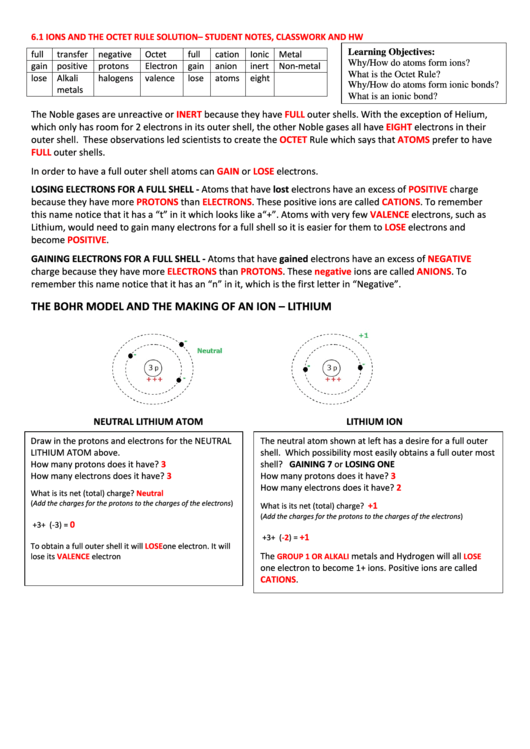 Ions And The Octet Rule Solution Printable Pdf Download