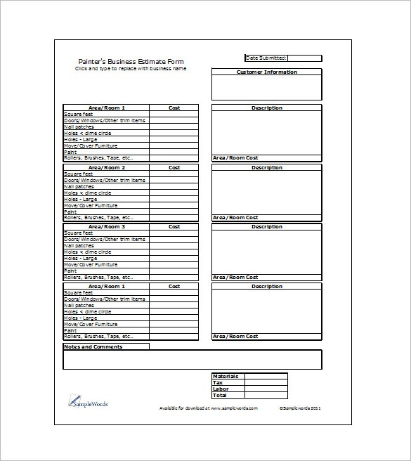 Painting Estimate Template