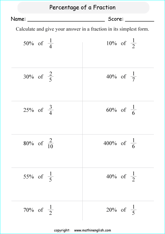Percent Worksheets Grade 6