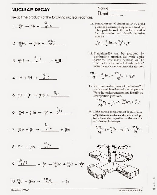Nuclear Chemistry Worksheet Answers