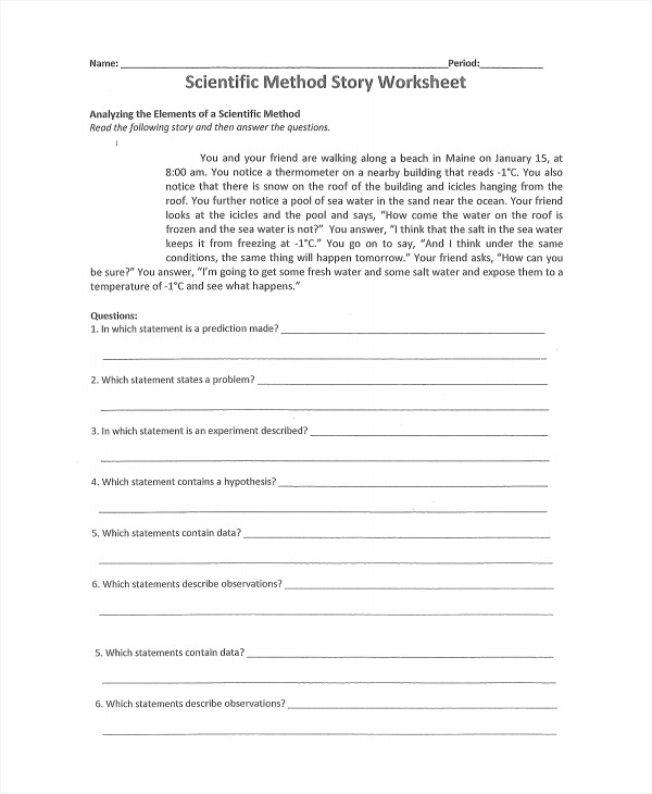 Scientific Method Worksheet Pdf