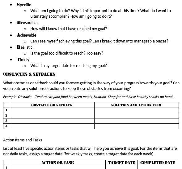 12 Goal Setting Worksheet Template Ideas