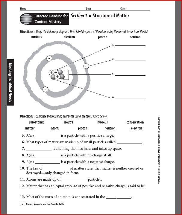 Structure Of Matter Worksheet The Best Worksheets Image Collection