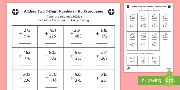 Year 3 Adding Two 3