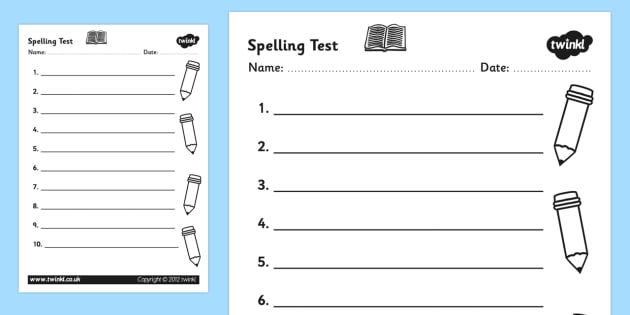 Esl Spelling Test Template Worksheet