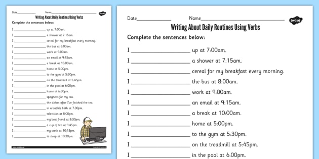 Using Verbs In Daily Routines Worksheet   Worksheet